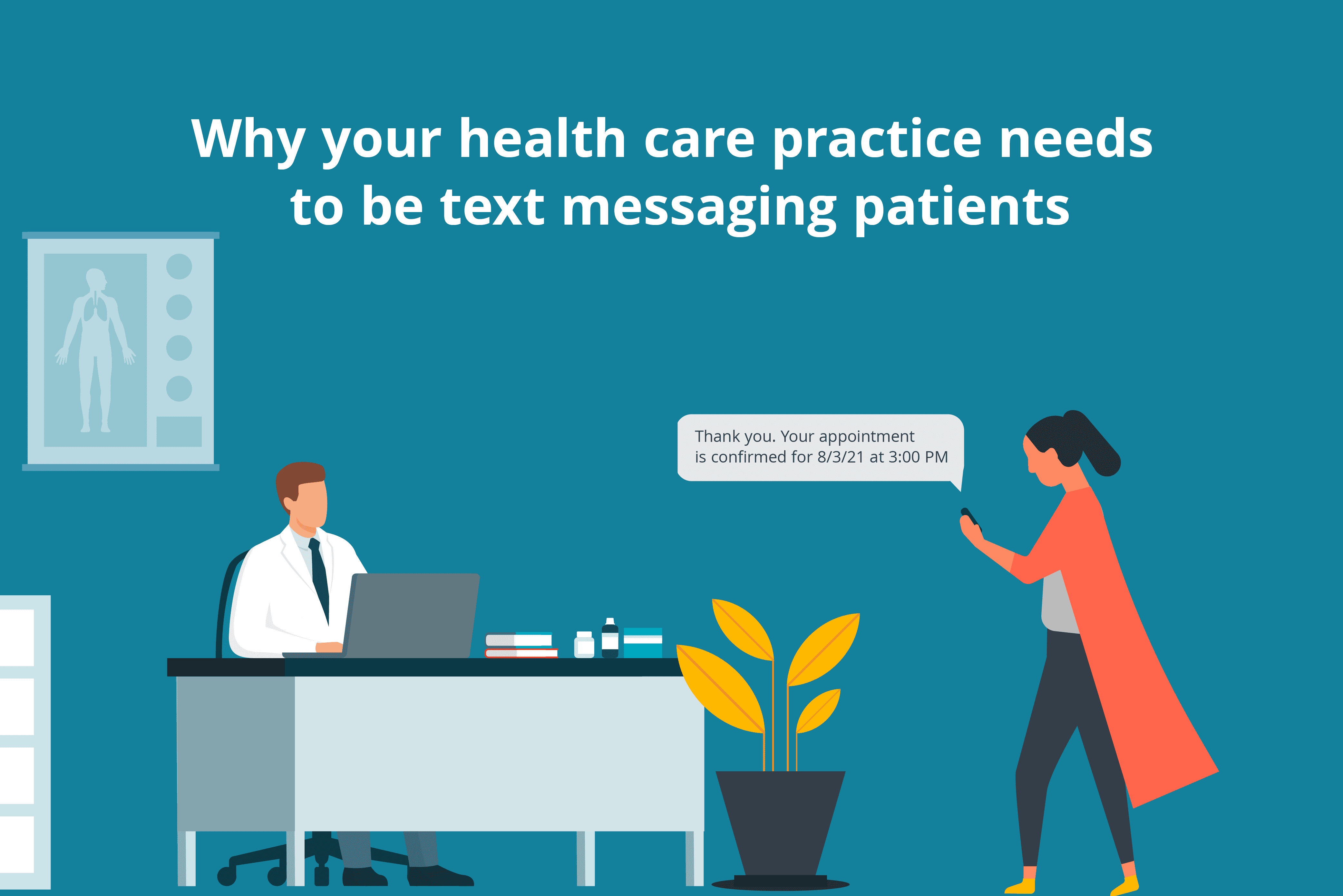 A patient receives an appointment confirmation text from her doctor's office.