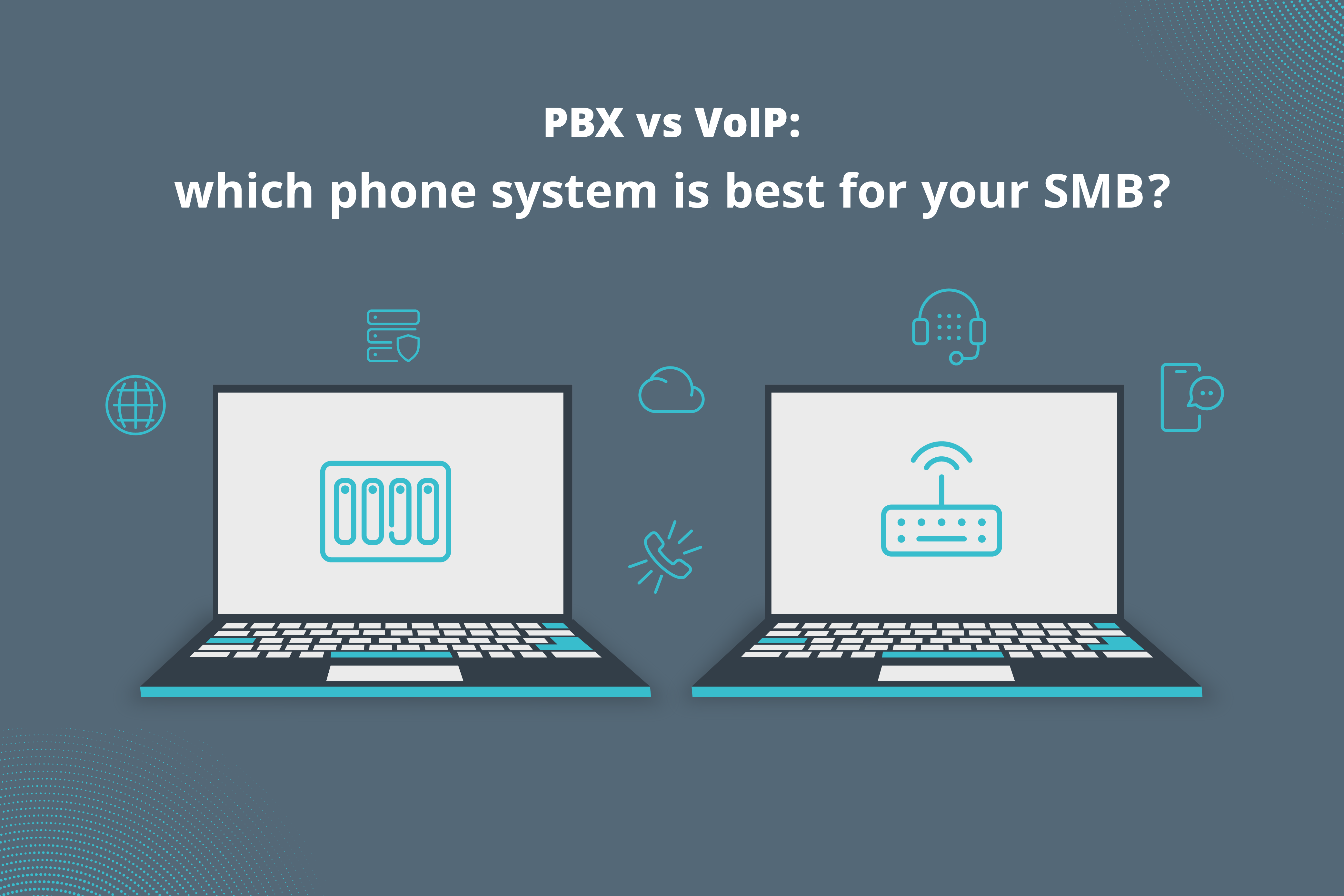Two computer screens displaying a PBX system and a VoIP system.
