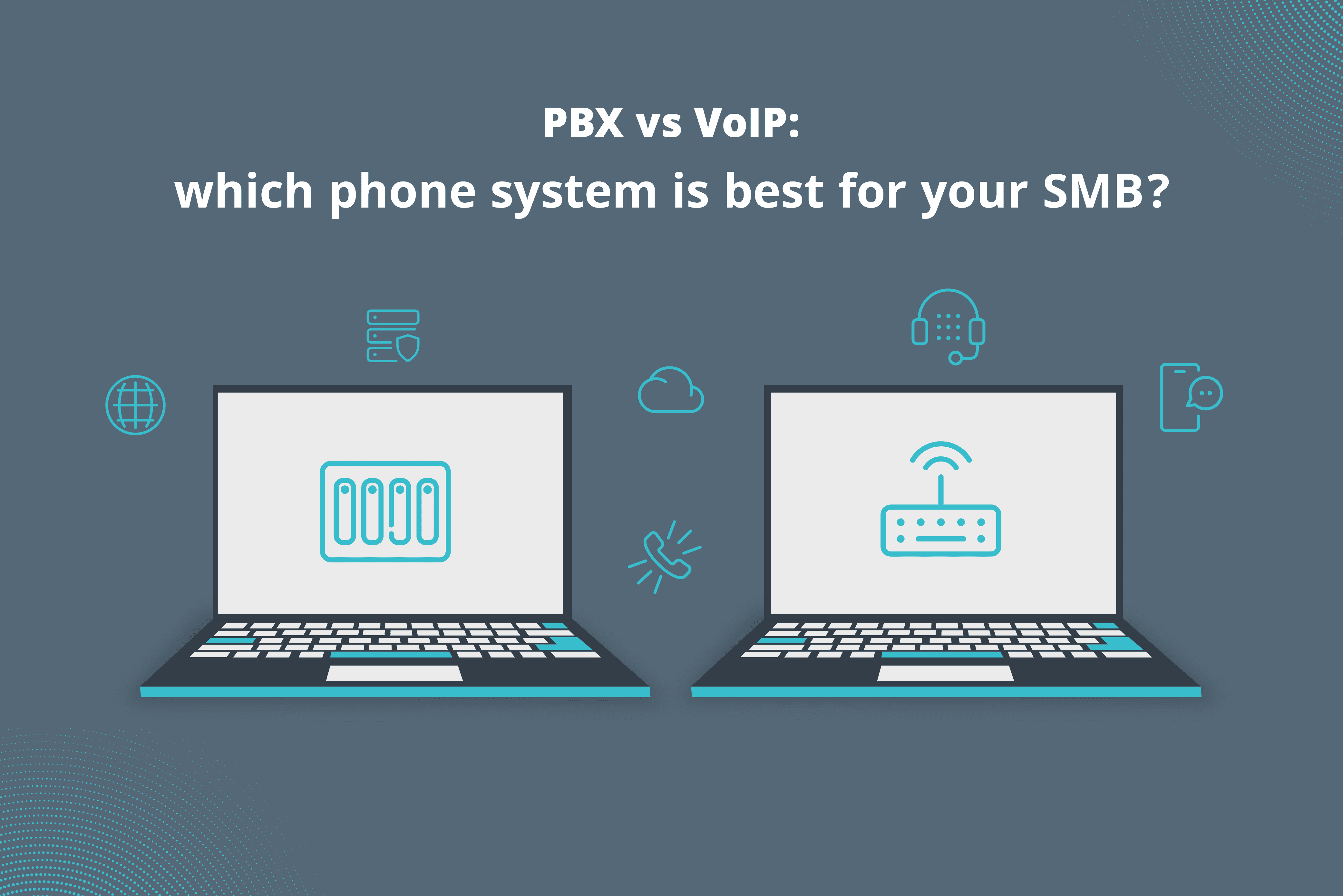 Two computer screens displaying a PBX system and a VoIP system.